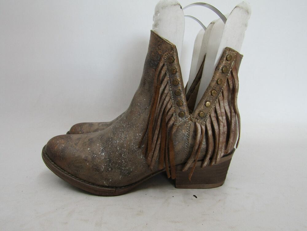 Circle G Womens Size 6.5 M Brown Leather Fringe Ankle Fashion Boots Bootie